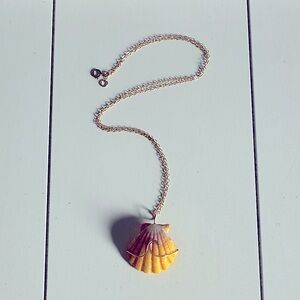 Gold Hawaiian sunrise shell wave wrapped necklace
